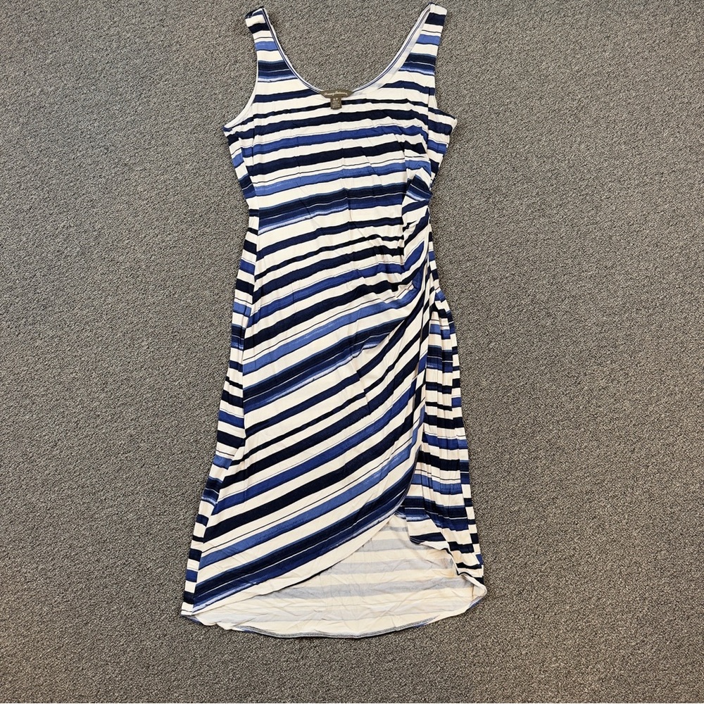 Striped Blue and White Sleeveless Dress